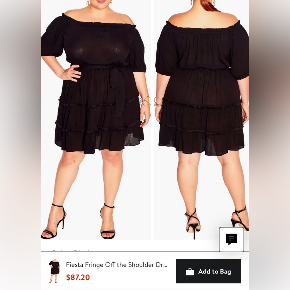 City Chic Black Fiesta dress L/20 NWT